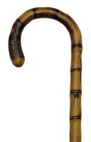 Ladies Crook Cane Scorched With Bamboo Carving Maple  -Affordable Gift! Item #DHAR-17000