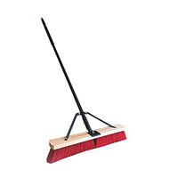 Unique Imports Professional Super Duty Industrial Push Broom Rough Surface Sweeper Red Stiff Bristles & Steel Wire Insert - Warehouse & Contractors