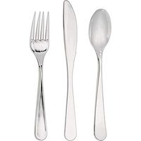 Club Pack of 288 Shiny Metallic Silver Party Plastic Cutlery Assortment 8.27"
