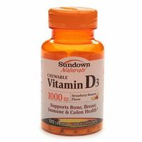 Sundown Naturals Chewable Vitamin D3 1000IU, Tablets, Strawberry-Banana 120 ea