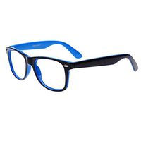 Blue Light Blocking Computer/Gaming Readers Glasses Anti Glare Anti Eyestrain Clear Lens Visual Color Real Round Vintage Hipster Frame,0.00,No Magnification (Outside Black Inside Blue)