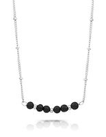 Lava Beaded Aromatherapy Diffuser Necklace - Bar Shape, 4mm Bead Size, Beautiful Unique Chain, Absorbent Beads. (Silver)