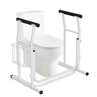 COSTWAY Medical Bathroom Toilet Rail Grab Bar and Commode Safety Frame Handle for Elderly, Senior, Handicap & Disabled - Padded Handrails, White