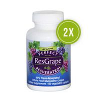 Perfect ResGrape - 99% Trans-Resveratrol & Organic Muscadine Grape - Anti-Aging Supplement & Potent Antioxidant - 60 Veg Capsules (2-Pack)