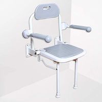 Bath Stool Special Bathroom Folding Stool Shower Stool Wall Mounted Wall Chair with Back and Swivel Handrail