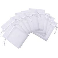 100Pcs Organza Bags 3x4 Inches Drawstring Jewelry Gift Bags Mesh Pouches for Wedding Party Christmas Gifts Candy Bags, White