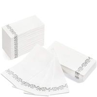 American Homestead Linen Feel Guest Towels Disposable Cloth Like Paper Hand Napkins Soft, Absorbent, Paper Hand Towels for Kitchen, Bathroom, Parties, Weddings, Dinners or Events (Silver Vintage, 100)