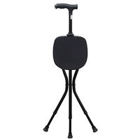 JLDN Cane with Seat, Thick Aluminum Alloy with LED Light Three feet Non-Slip Adjustable Height Folding Sturdy Durable Walking Stick