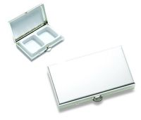Personalized Matte Silver 2 Compartment Rectangle Pill Box - Free Engraving