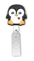 3D Rubber Retractable Badge Holder- Penguin