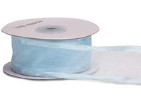 Light Blue Wired Satin Edge Sheer 1-1/2"x25 yds 100% Nylon Ribbon (5 Spools) - WRAPS-19320