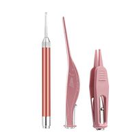 Healifty Ear Cleaner Set Earpick with LED Light Lighted Earwax Cleaner Ear Curette Spoon Ear Wax Tweezer for Adults Kids (Golden)