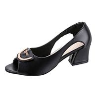 KANGMOON Women Summer Sandals Women's Fashion Casual Slip On Peep Toe Square Heel Work Shoes High Heel Sandals 40