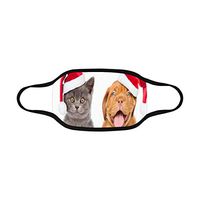 INTERESTPRINT Funny Pets in Red Christmas Hats Breathable Mouth Mask Washable and Reusable