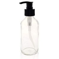 Royal Massage Boston Round Glass Bottle with Saddle Pump - Clear 8oz