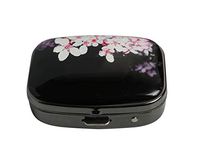Youroom Cherry Blossom Flower Custom Stainless Steel Gun Silver Square Glass Pill Case Medicine Vitamin Manager Decorative Box