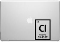 Chlorine Periodic Element Science Macbook Car Tablet Art - Black Vinyl Decal for 13" Macbook