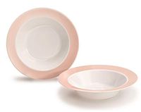" OCCASIONS" 40 Bowls Pack, Disposable Wedding Party Plastic Bowls (12 oz Soup Bowl, White in White & Pearled Pink Blush)