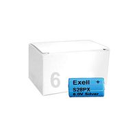 (6-Pack) Exell S28PX 6V Silver Oxide Battery 4SR44, V28PX, PX28, 544, KS28, RPX28, S1325S, S1325, PX28-S, 1406SOP, RFA1611, RFA-16-11, 4G13