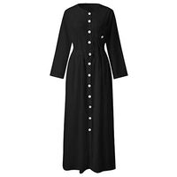 LISTHA Henly Button Maxi Dress Women Loose Short Sleeve Kaftan Shirt Long Dress