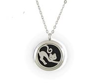 Aromatherapy Essential Oil Diffuser Stainless Steel Silver Magnetic Locket Pendant 2 sizes Chain Necklace, Colored Refill Pads & Diffuser Bracelet in a gift bag & Free Ebook (fbastretchingskinnycat)