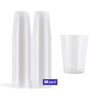 10 oz Hard Plastic Cups, 60 Premium Clear Disposable Tumbler Cups Glasses for Parties