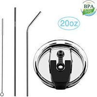 Wesoke 20 30 oz Tumbler Replacement Lid with Straw & Cleaning Brush, Spill Proof Plastic Cover and Stainless Steel Straws for Yeti Rambler Cup Trail Mugs Ozark Atlin Old Style Rtic (20oz, Black)