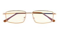 UV Protection,Anti Blue Rays Glasses,Metal Frame Computer Reading Eyeglasses Men(Gold,Amber Tinted Lenses) +0.75