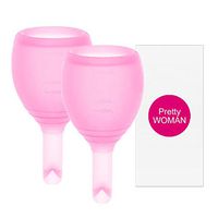 2PC Menstrual Cup Lady Discharge Valve Menstrual Cup Women Period Silicone Cup Feminine Hygiene Copa Menstrual Coletor Menstrual 2Pcs-Naked-Pink 1L and 1S