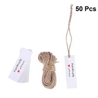 BESTOYARD Kraft Paper Tags Handmade with Love White Wedding Party Valentines Heart Gift Paper Hang Labels with Rope