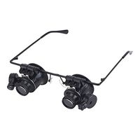 Luminous Magnifier 20X Binocular Glasses Magnifier with LED Lights for The Elderly to Read Loupe Eyewear, Black