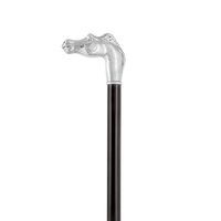 Sterling Silver Horse Walking Cane with Black Beechwood Shaft and Collar