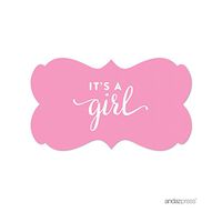 Andaz Press Fancy Frame Rectangular Label Stickers, It's a Girl!, Pink, 36-Pack
