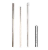 Drinking Buddy - Reusable - Dishwasher Safe - Telescoping - Stainless Steel Drinking Straw Set (Silver)