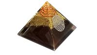 Jet Energized Authentic New Tourmaline Silver Metal Flower of Life Orgone Pyramid Approx 3.5-4 InchFree Booklet Crystal Therapy Communication Blessings Cleansings Motivation Image is JUST A Reference