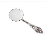 WSHA Handheld Magnifier Metal glass mirror small stalk magnifying glass complex pattern handle mirror Magnifier silver 1274610mm
