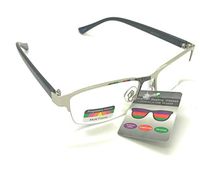 Multi Focus Progressive Reading Glasses 3 Powers in 1 Reader Rectangle Half Rim For Men Women (Silver, 1.0)