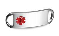 JF.JEWELRY Stainless Steel Medical Alert ID Tag for Medical Bracelet Curved Comfort Design-Red