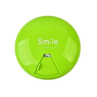 giveyoulucky Convenient 7 Lattices,Portable Smile Printed Letter Print Rotatable Pill Box Medicine Storage Case Container, Classify, Durable Green