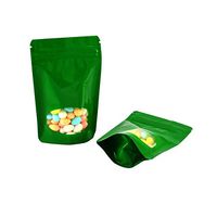 100 Pcs Window Colorful Stand Up Zip Lock Bags Pouch,Mylar Aluminum Foil Standing Window Plastic Pouches Clear Front Bottom Gusset Pouch Keep Aroma Bags (Green, 8.5x13x2.5 cm(3.35"x5.12"x0.98"))