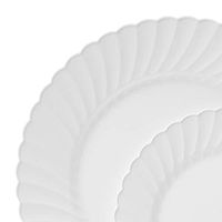 Table To Go ‘I Can’t Believe It’s Plastic’ 50-Piece Plastic Dinner Plate Set | Scallops Collection | Heavy Duty Premium Plastic Plates for Wedding, Parties, Camping & More (Ivory)