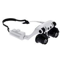 PUAO Hands Free Headband Magnifier with LED Light -10X 15X 20X 25X Zoom Detachable Lenses-Head Mounted Head Magnifying Glasses with LED Light (200 * 170 * 70mm/7.9''×6.7''×2.8'', Black & White)