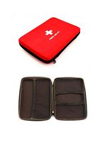 Jipemtra First Aid Hard Case Empty, First Aid Hard Shell Case First Aid EVA Hard Red Medical Case for Home Health First Emergency Responder Empty Camping Outdoors (Red with 3 Mesh Bags)