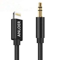 ANLOER Car Aux Cable, Premium Male to Male Auxiliary Audio Stereo Car Aux Cord Compatible for iPhone 7/7 Plus/8/X and Other Devices with Lightning Connector (Black)