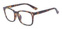 ALWAYSUV Blue Light Filter Nearsighted Distance Glasses Myopia Eyeglasses For Women/Men -2.0 Leopard Print