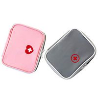 SUPVOX Portable First Aid Pouch Outdoor Zipper Medical Bag Emergency Carry On Medicine Case 2Pcs (Grey and Pink)