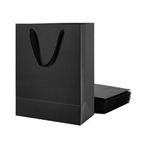 MALICPLUS 12 Large Gift Bags 10x5x13 Inches, Premium Matte Black Large Bags with Handles (Cotton) for All Occasions(Grid Pattern)