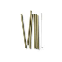 bambu, 8" Reusable Bamboo Straws, Biodegradable and Eco-Friendly - Set of 6 + Cleaning Brush
