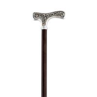 Sterling Silver with Floral Faux Ivory Inlay Fritz Handle Walking Cane