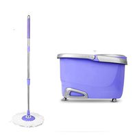MOP Spinning and Bucket Cleaning Set with Roller Wheel Detachable Hangable Household Purple